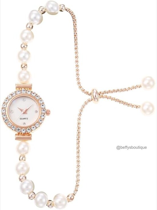Floral Diamond Quartz Bracelet Watch Analog Stainless Steel Women\'s main image 4
